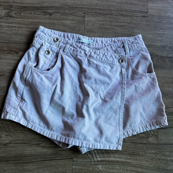 Zara Pants - Zara purple denim skort asymmetrical size Large